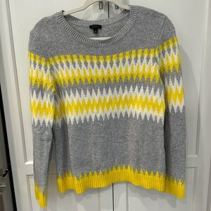 Talbots Gray and Yellow Crewneck Sweater